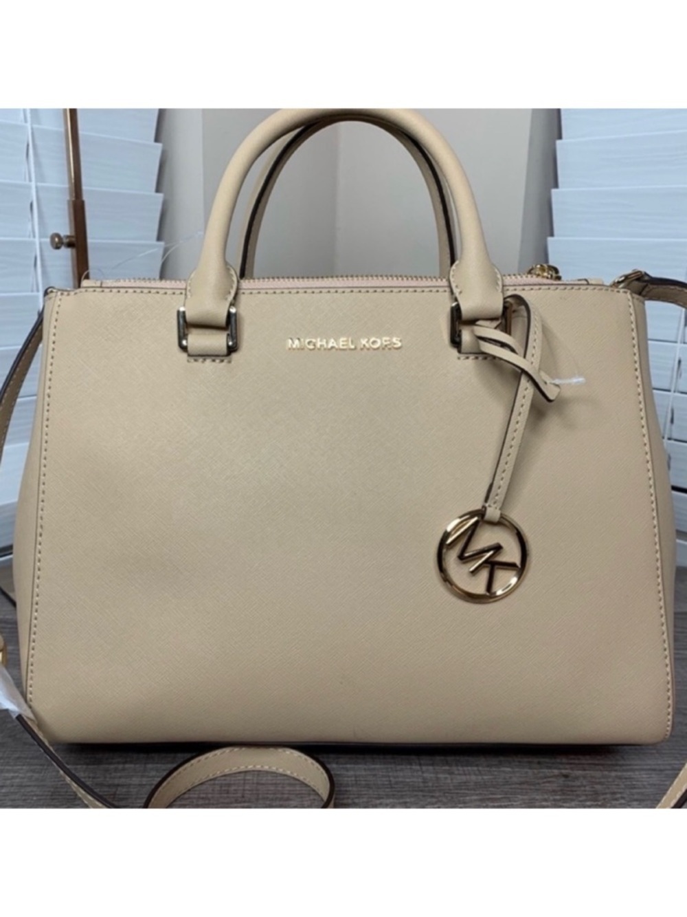 Michael Kors MK Kellen Oyster Beige Satchel Bag